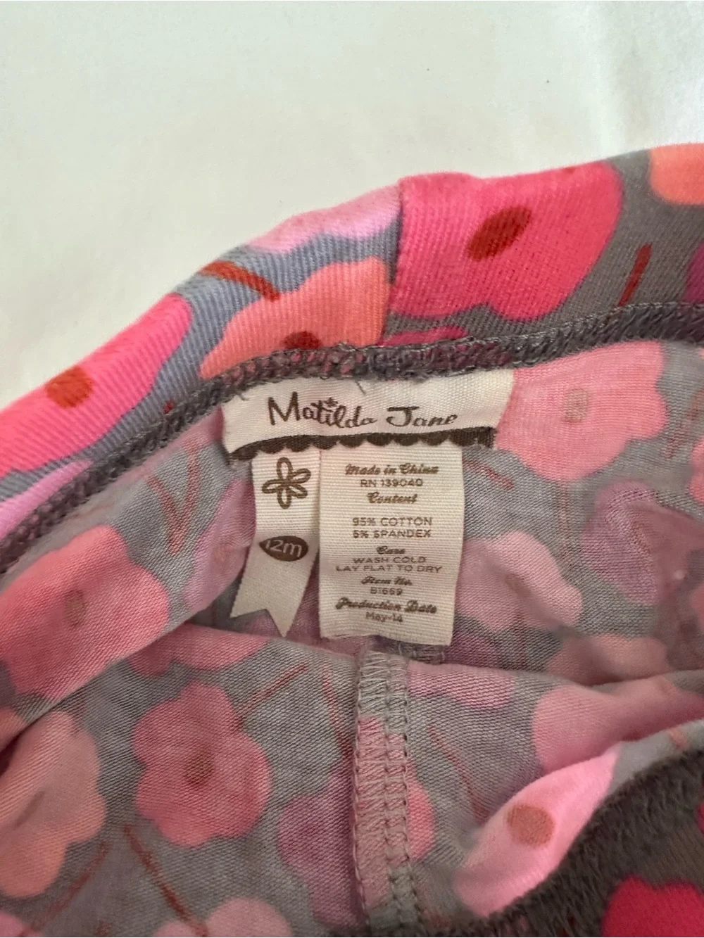 Matilda Jane Pink Floral Top and Ruffle Hem Leggings with Navy Dot Sleeves